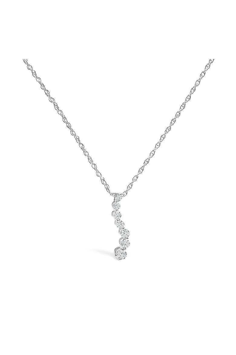 .925 Sterling Silver 1/4 Cttw Lab Grown Diamond Journey Pendant Necklace, Main, color, White