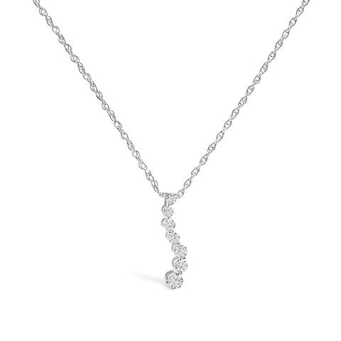 .925 Sterling Silver 1/4 Cttw Lab Grown Diamond Journey Pendant Necklace