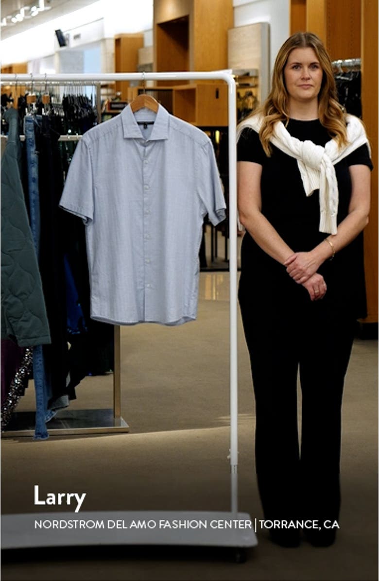 Silvera Herringbone Slub Short Sleeve Button-Up Shirt, sales video thumbnail