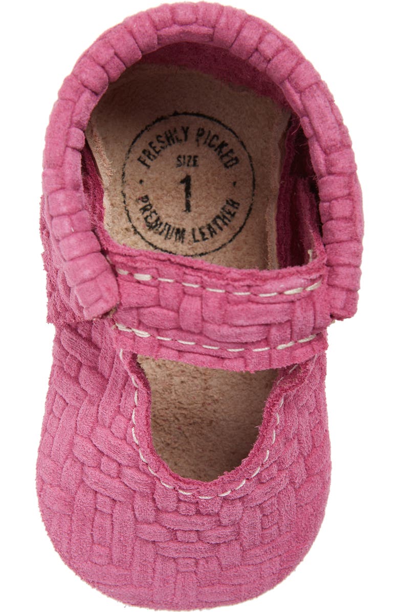 Freshly Picked Pink Lemonade Embossed Leather Crib Shoe, Alternate, color,