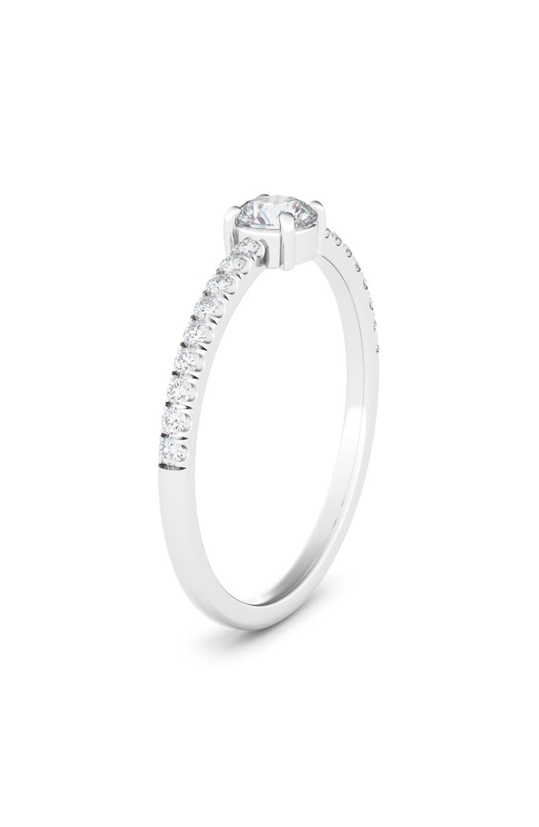 HauteCarat Lab Created Round Diamond & Pavé 14K Gold Ring, Alternate, color, 