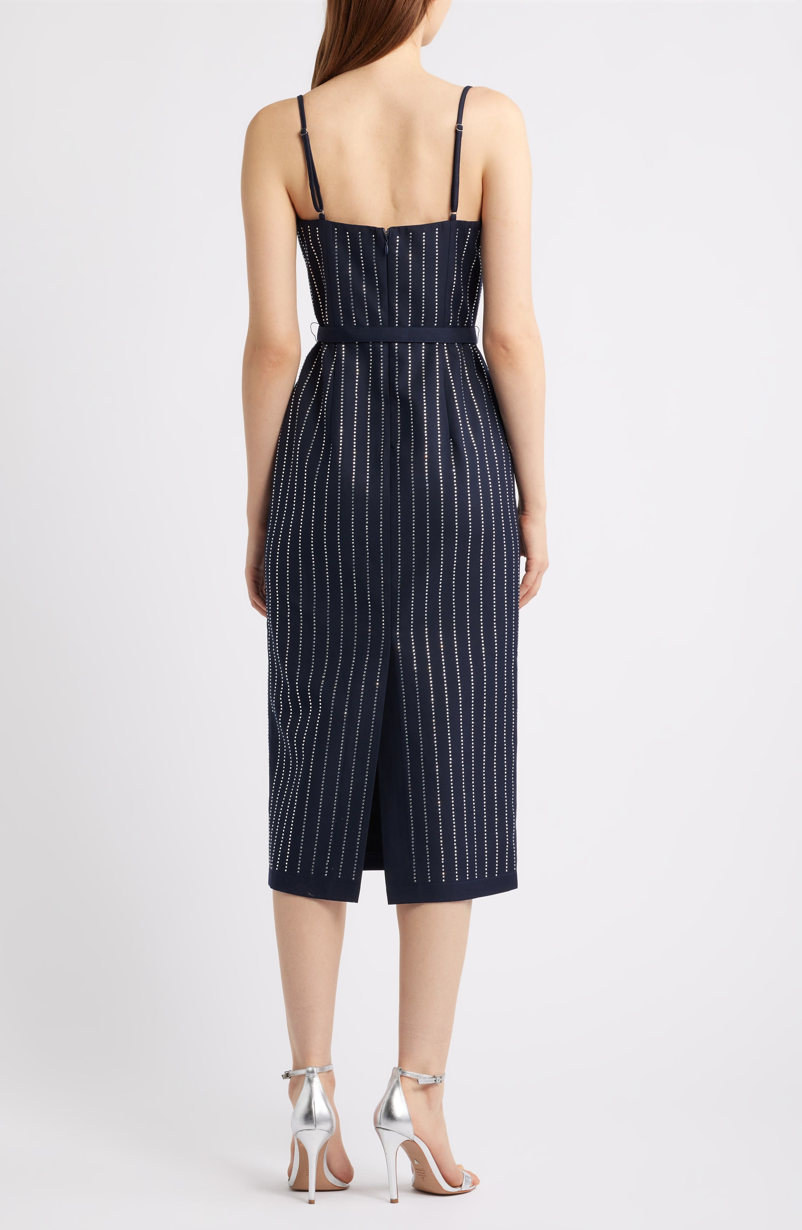 Rhinestone Stripe Midi Sheath Dress - image 2
