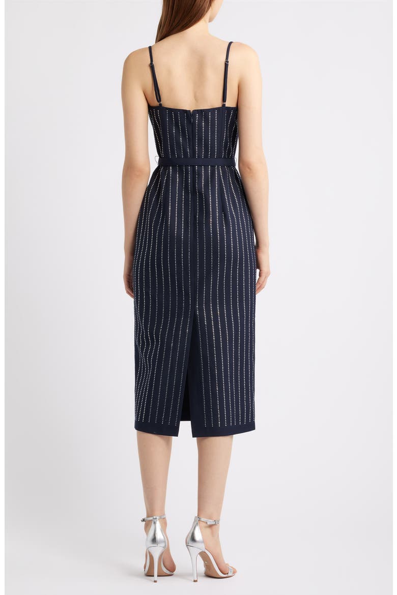 Rhinestone Stripe Midi Sheath Dress, Alternate, color, NAVY