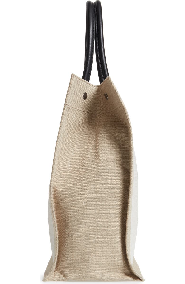 Saint Laurent Noe Rive Gauche Logo Linen Tote, Alternate, color,