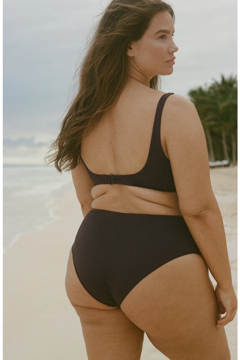 Draped High Waist Bikini Bottoms, Alternate, color, CHOCOLATE