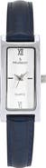 Peugeot Everyday Rectangular Glossy Leather Watch- 35x18MM