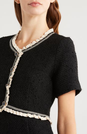 ZOE AND CLAIRE Lace Trim Tweed Minidress | Nordstrom
