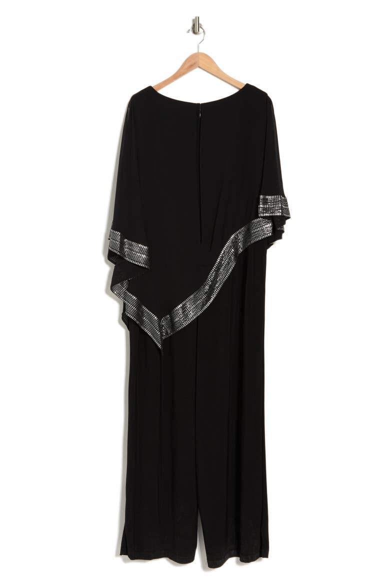 Foil Trim Asymmetric Popover Jumpsuit, Alternate, color, BLACK