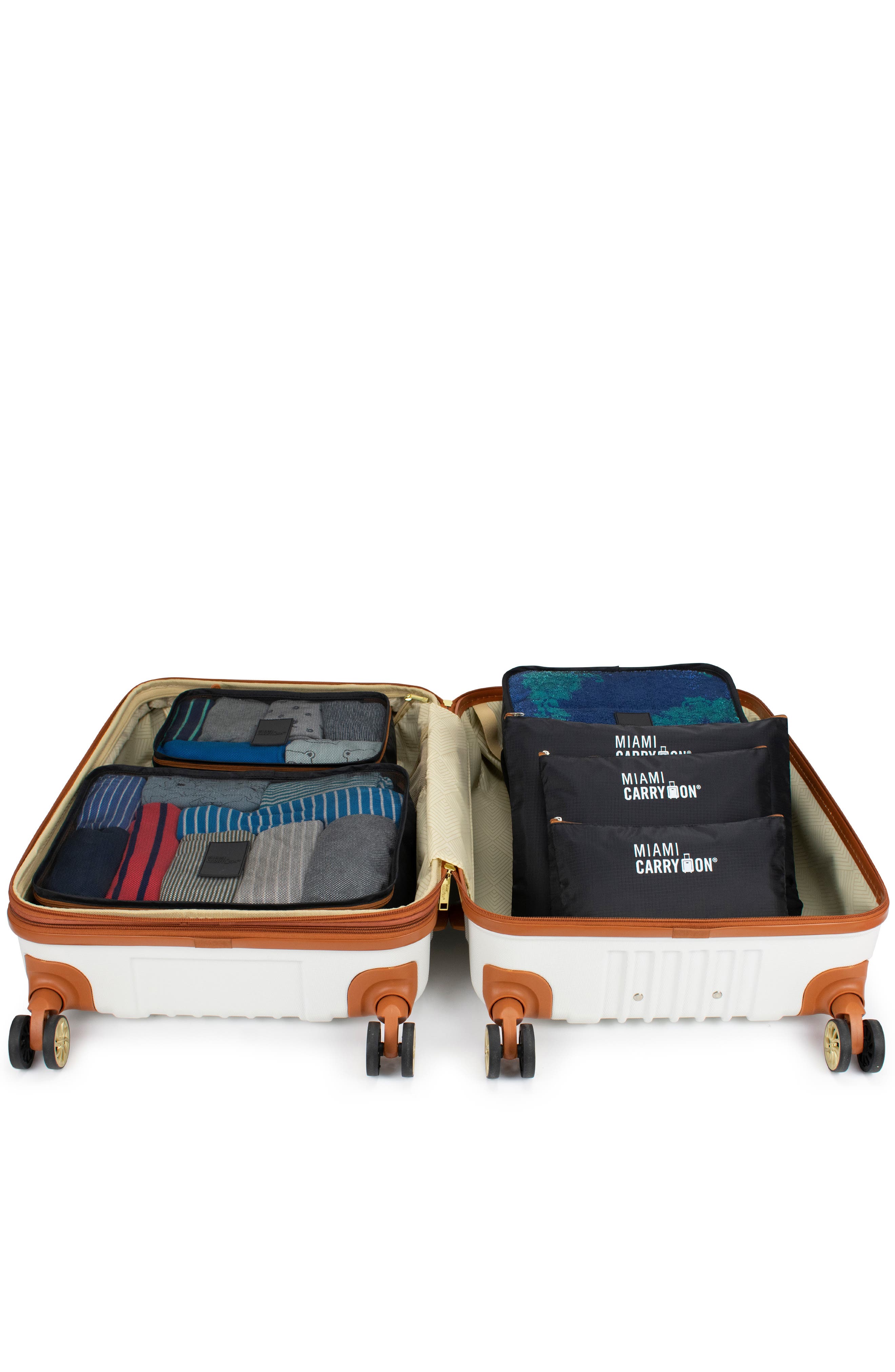 Miami Carry On Travelers 6 Piece Organizational Packing Cubes, Alternate, color, Black/Tan