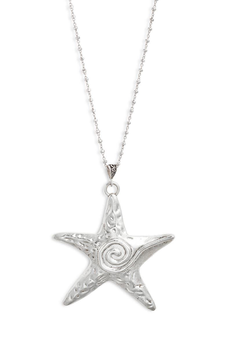 VIDAKUSH Starfish Swirl Pendant Necklace, Main, color, Silver