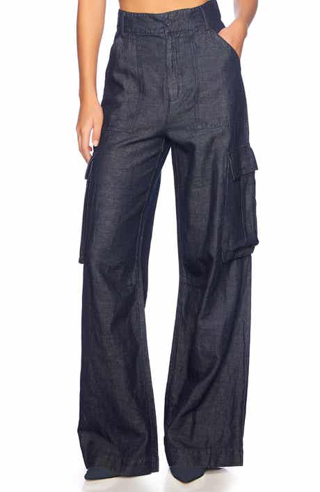 Susana Monaco Stretch Cotton & Linen Denim Cargo Pants