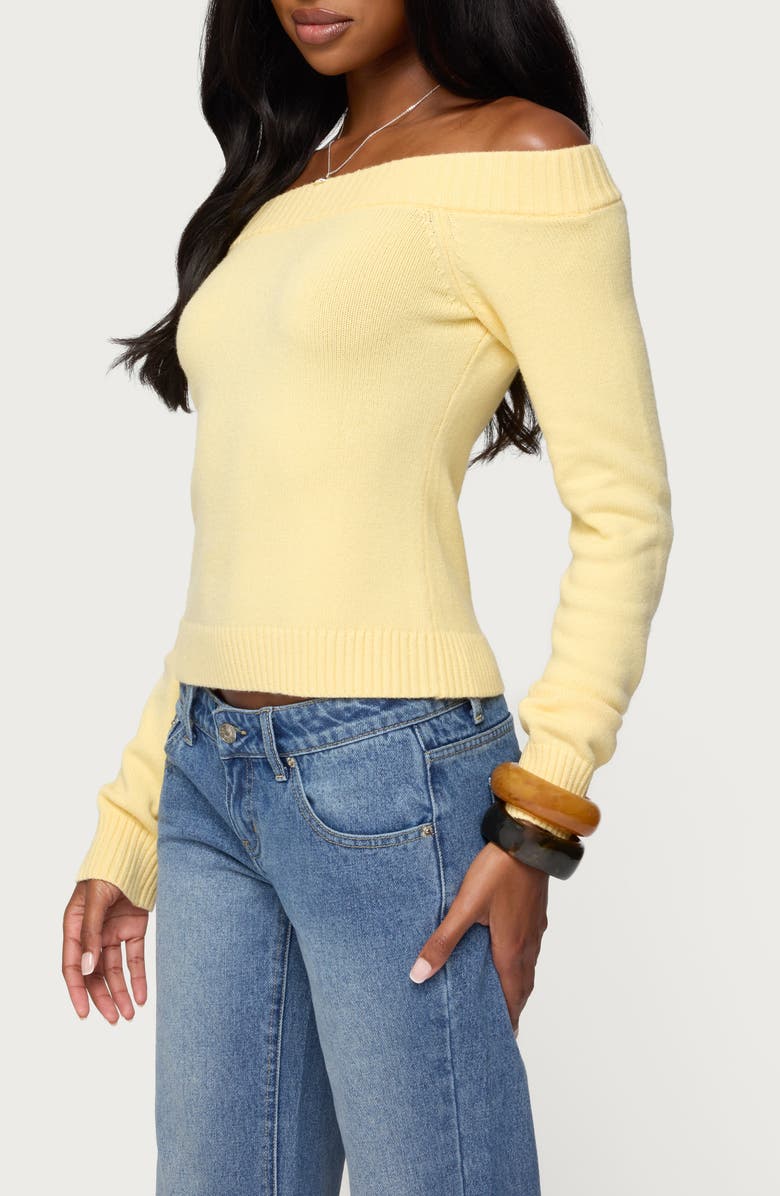 EDIKTED Elona Off the Shoulder Sweater, Alternate, color, Yellow