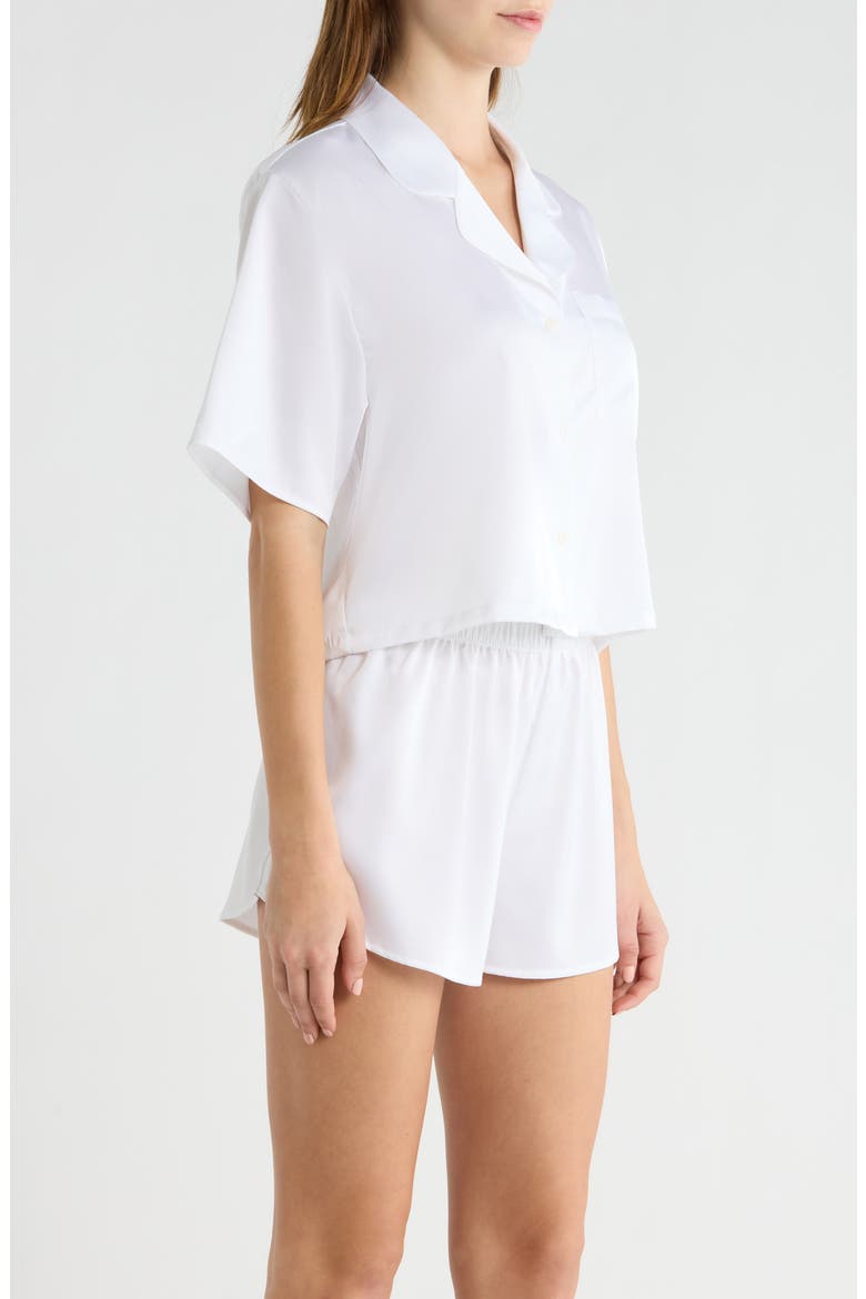 Boxy Stretch Satin Short Pajamas, Alternate, color, WHITE