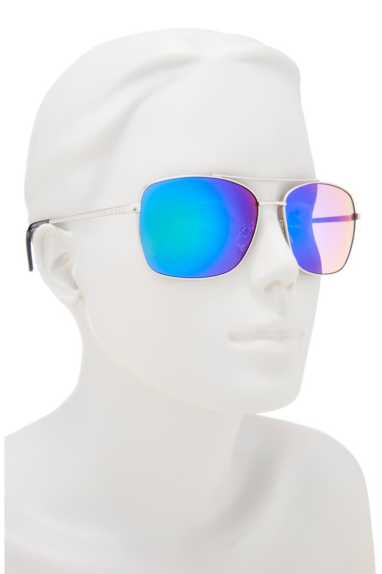 60mm Navigator Sunglasses, Alternate, color, SILVER
