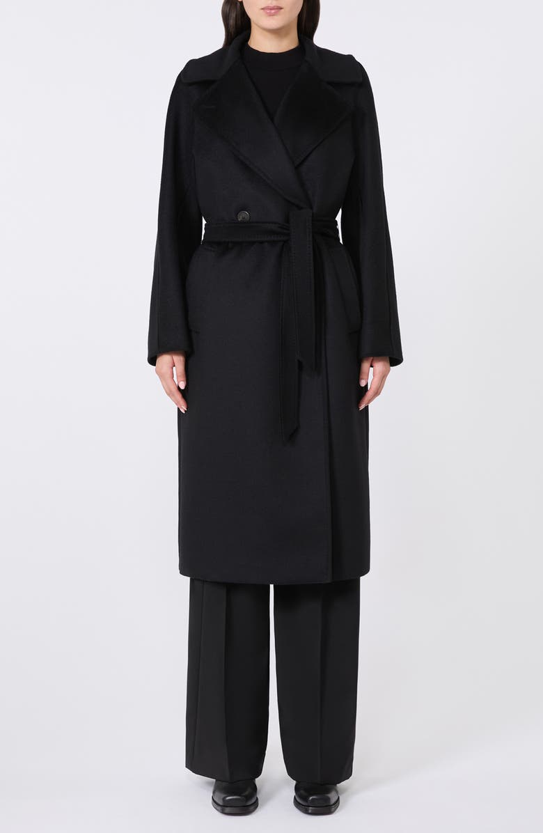 Weekend Max Mara Resina Double Breasted Wool Coat, Main, color, Black