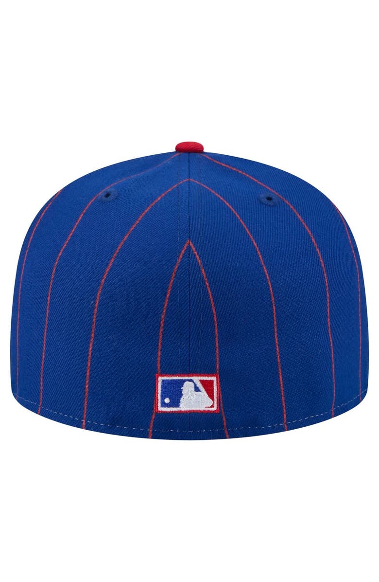 New Era Men's New Era Blue Atlanta Braves Pinstripe 59FIFTY Fitted Hat, Alternate, color,