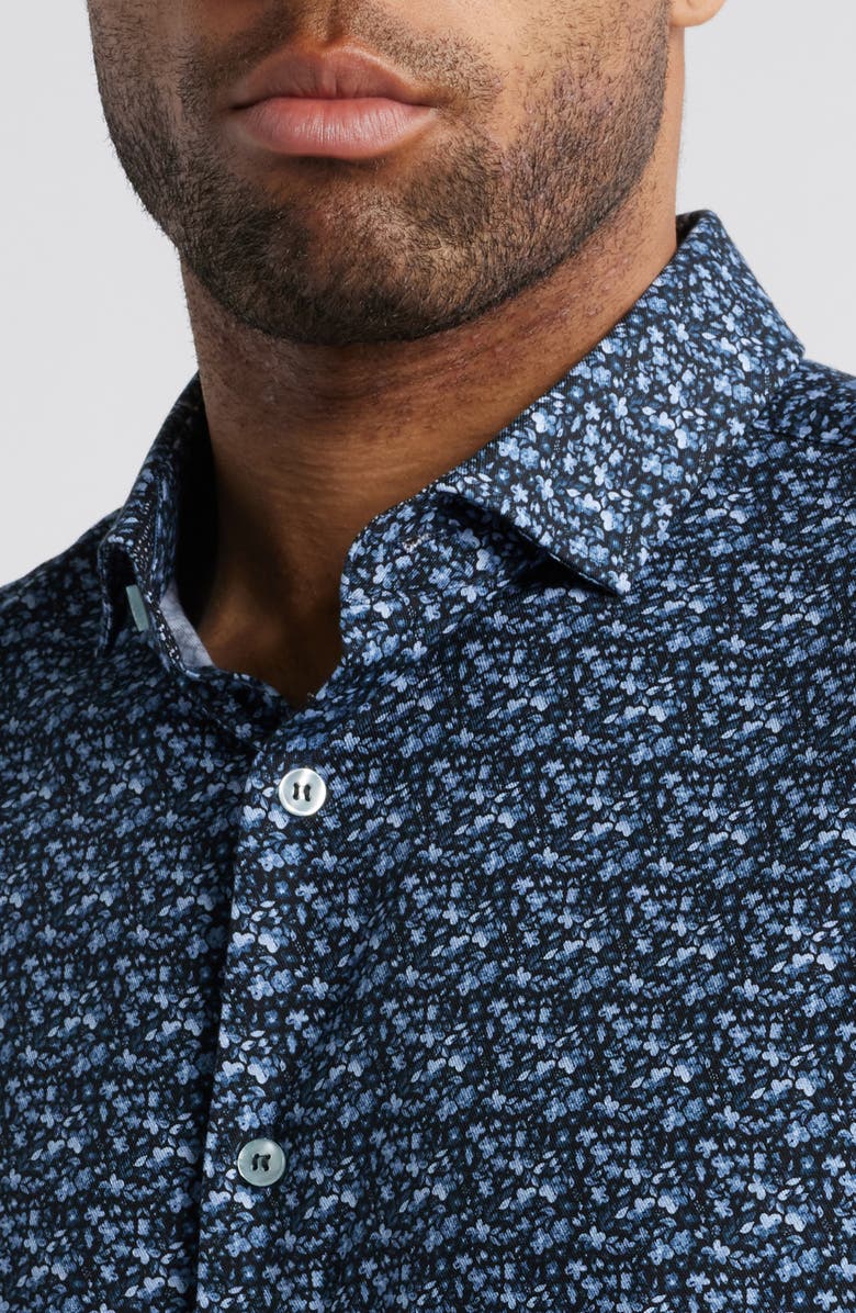 Stone Rose Watercolor Ditsy Floral Print Button-Up Shirt, Alternate, color, 