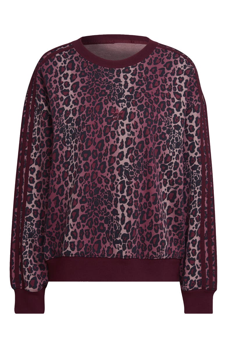adidas Originals Leopard Print Cotton Sweatshirt, Alternate, color, 