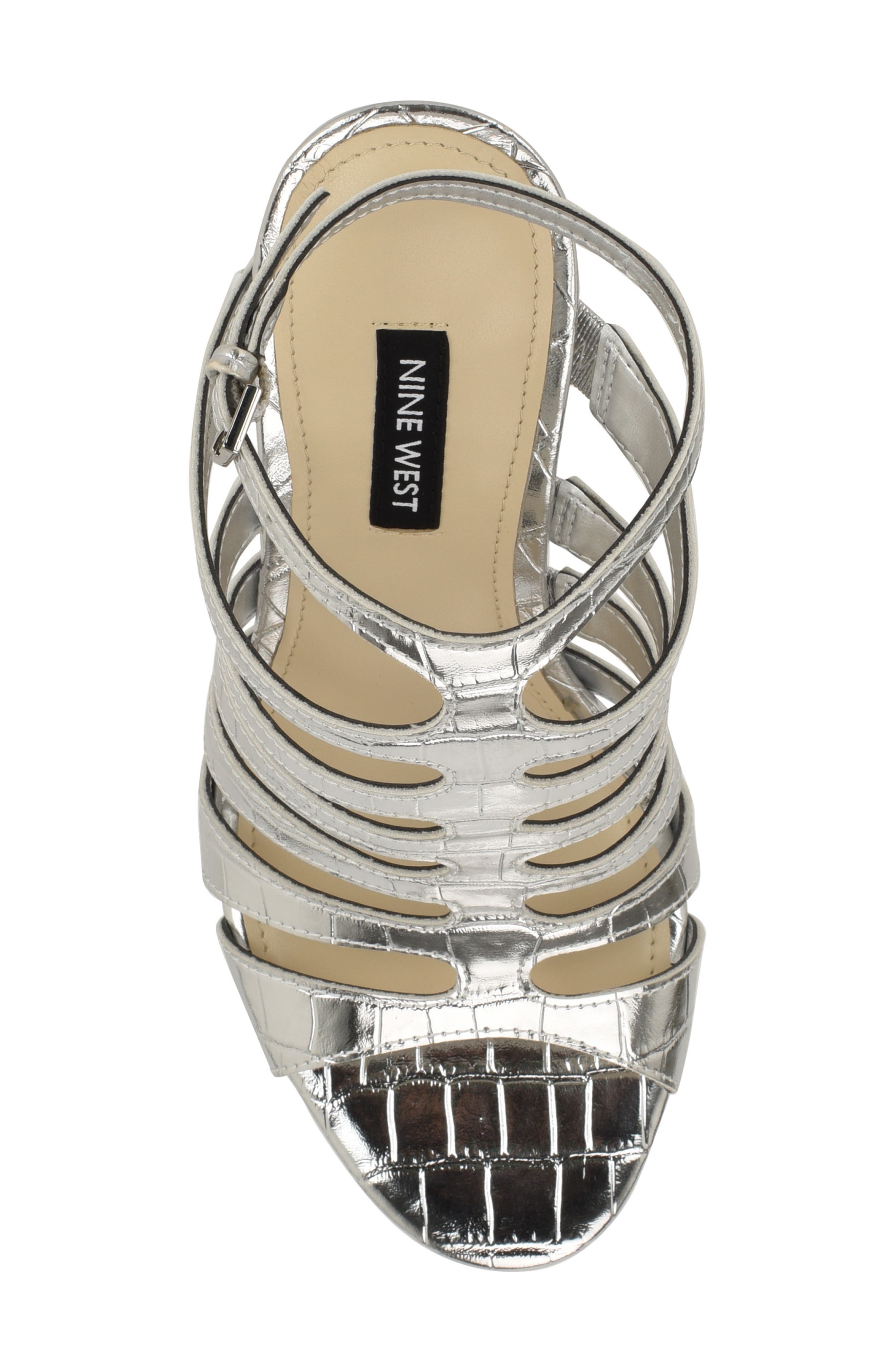 Nine West Saleen Strappy Sandal, Alternate, color, Silver