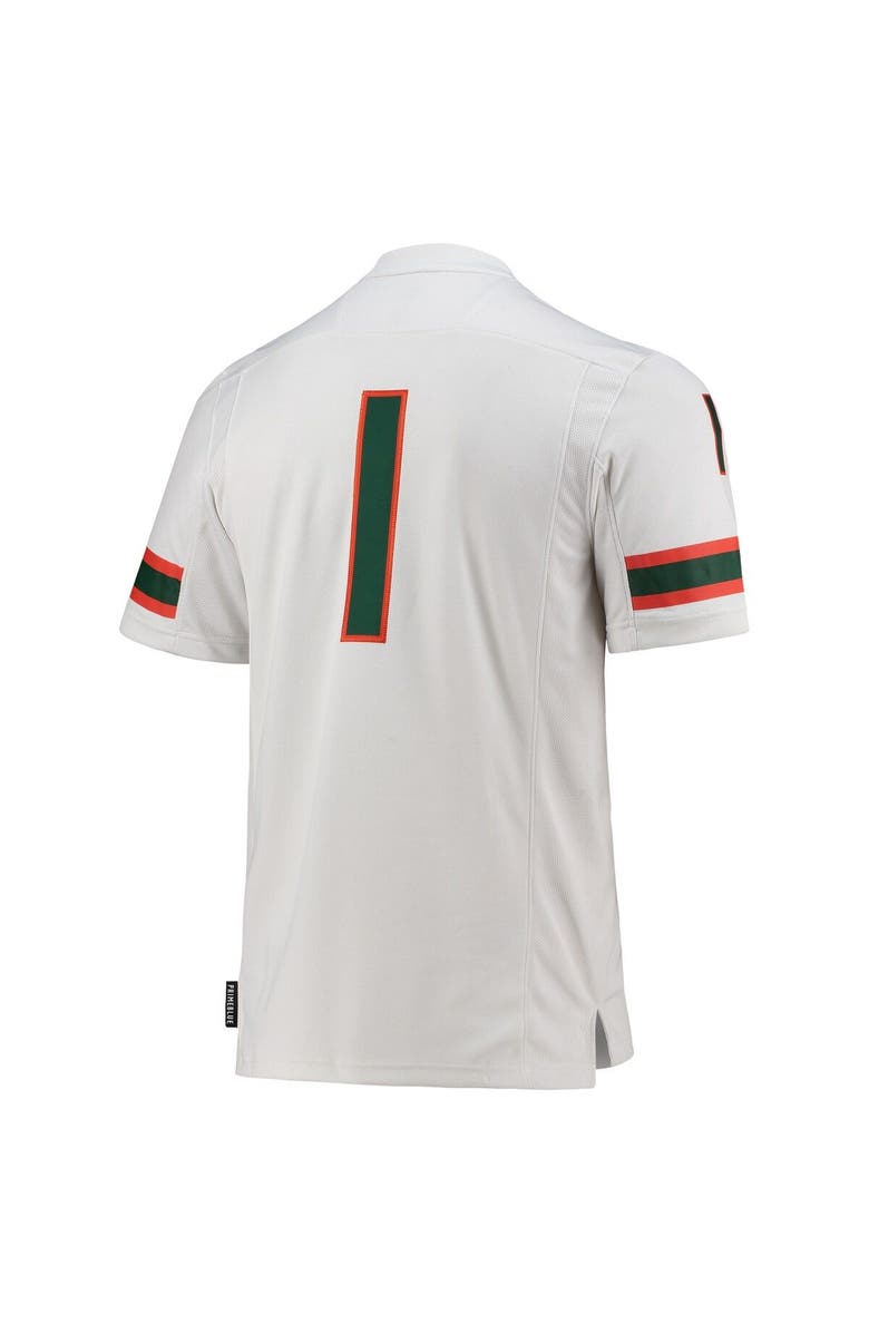 adidas Men's adidas #1 White Miami Hurricanes Team Premier Football Jersey, Alternate, color,