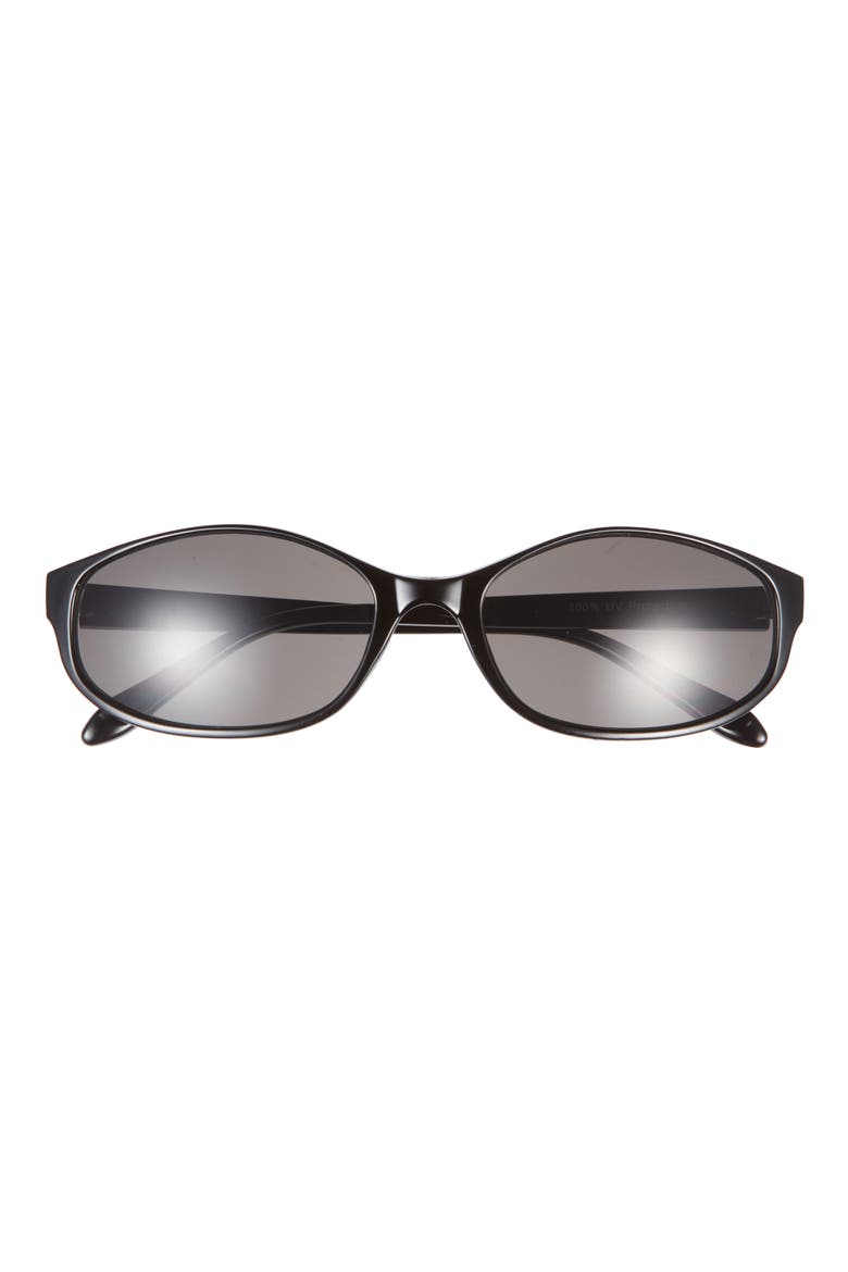 Oval Wrap Sunglasses, Main, color, BLACK