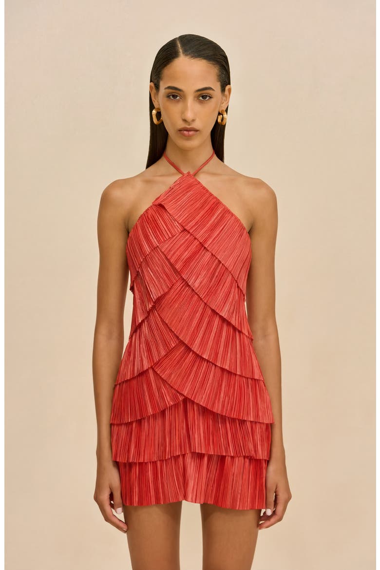 Varsha Halter Tiered Minidress, Alternate, color, CANYON