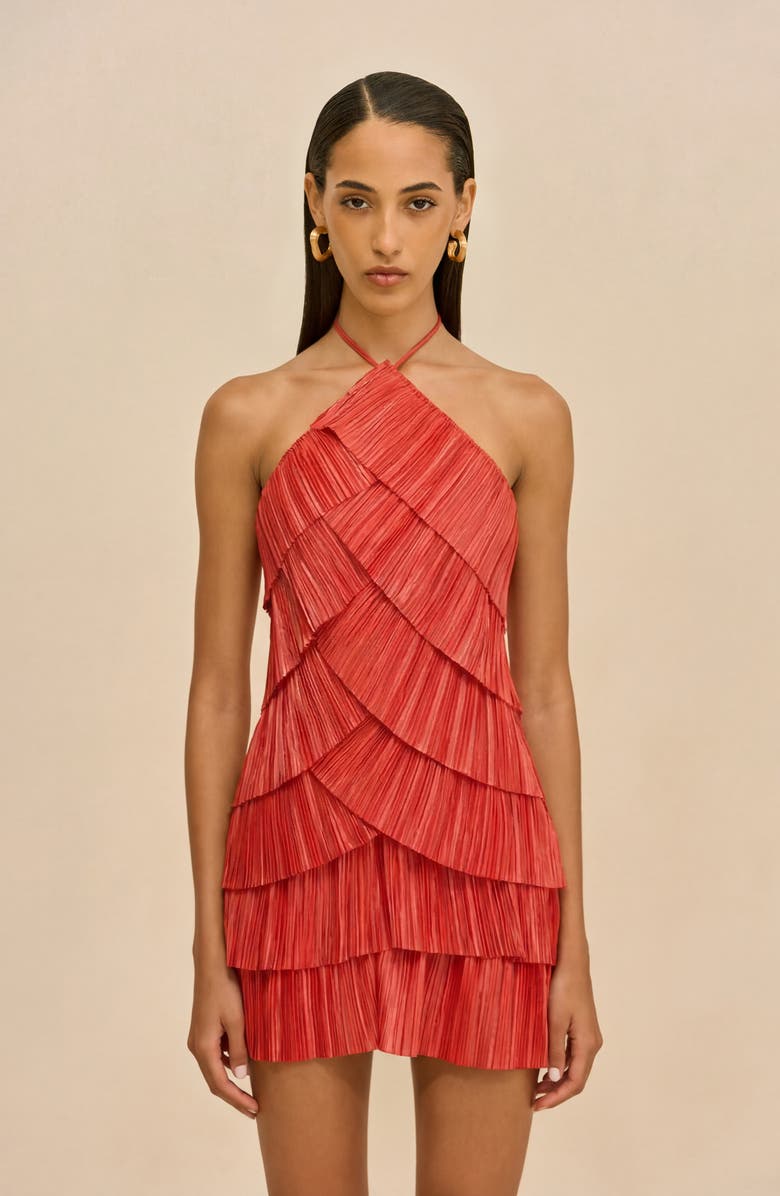 Cult Gaia Varsha Halter Tiered Minidress, Alternate, color, Canyon