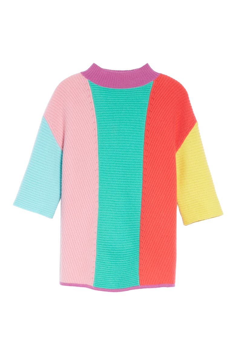 Stripe Short Sleeve Cashmere Sweater, Alternate, color, MULTI