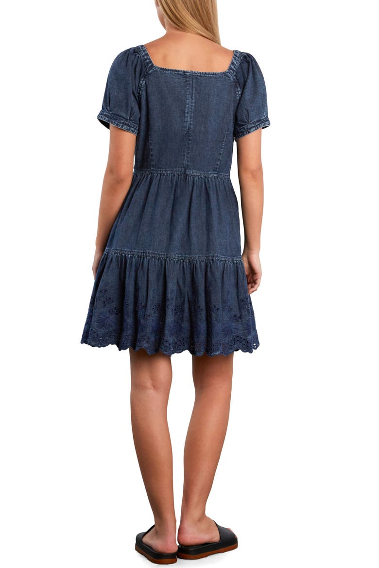 Ruby Eyelet Tiered Denim Midi Dress, Alternate, color, PETAL DREAM