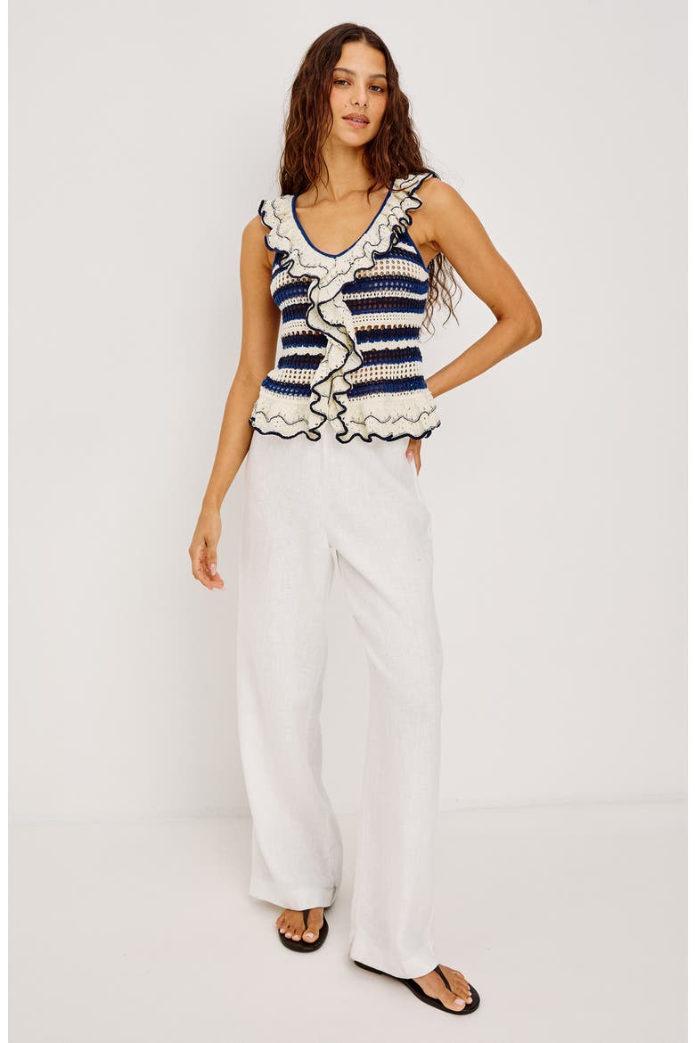 Luci Ruffle Trim Knit Tank, Alternate, color, CRETE STRIPE