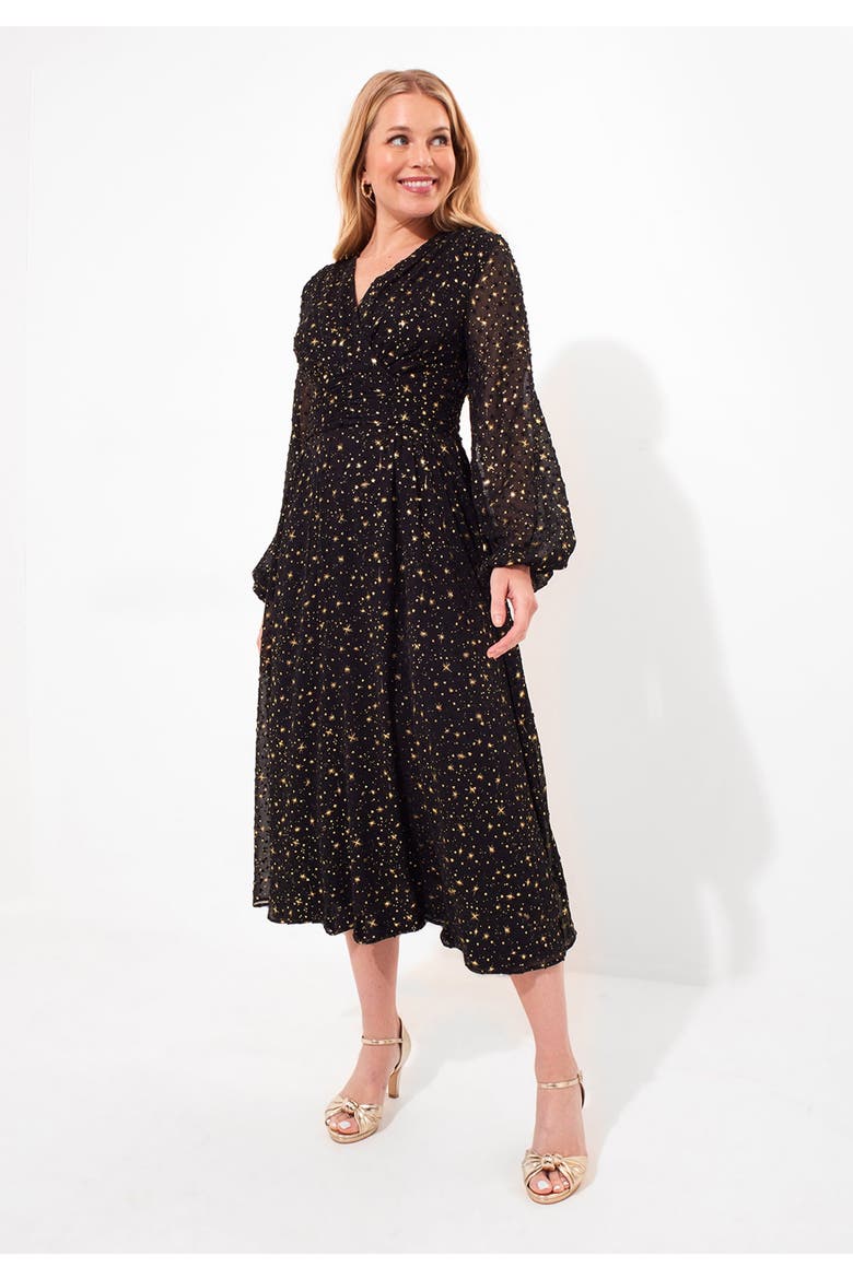 Starry Georgette Midi Dress, Alternate, color, STARRY NIGHT