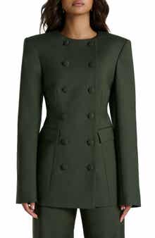 Naked Wardrobe Power Shoulder Double Breasted Blazer