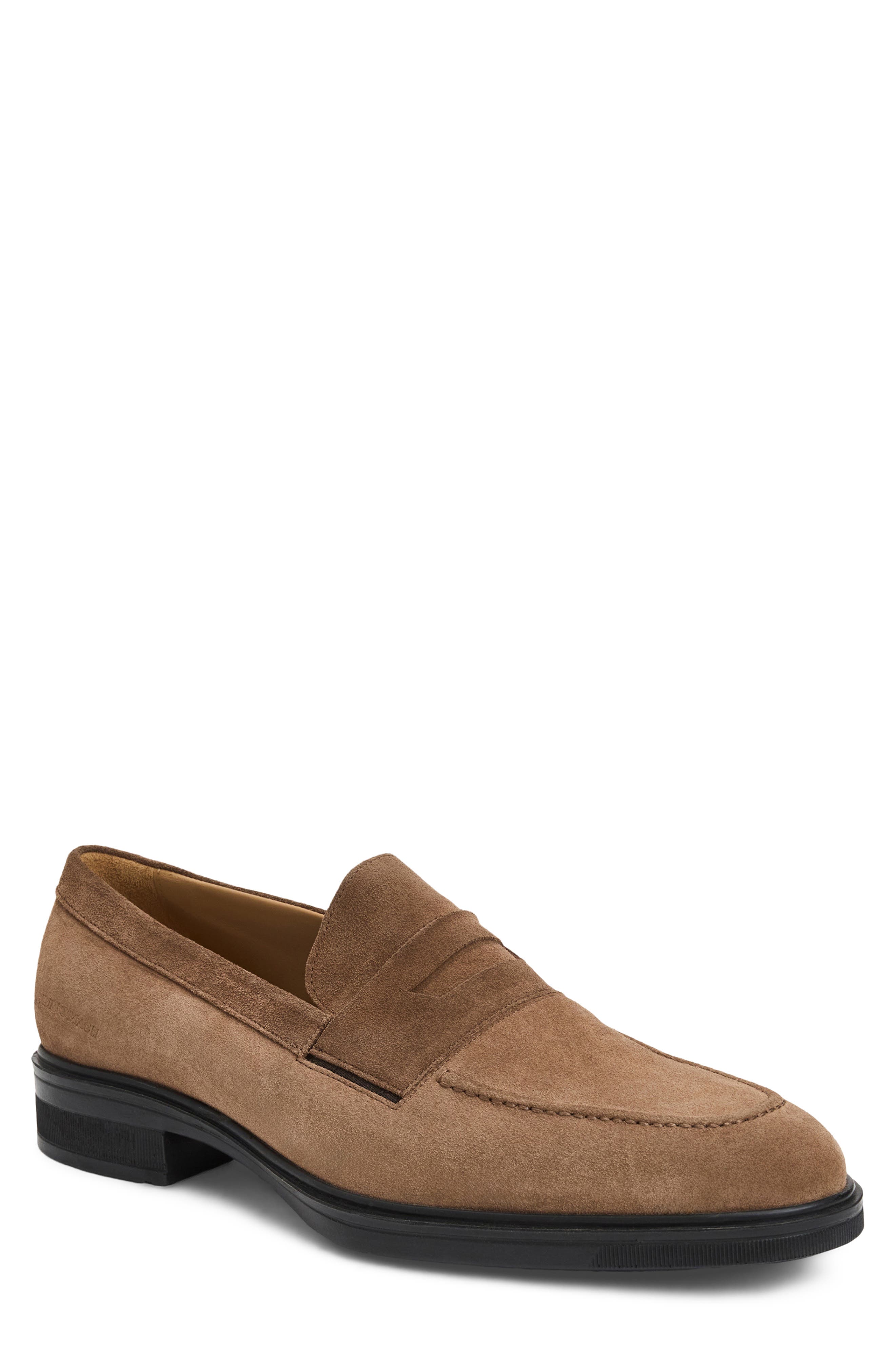 Quarrata Apron Toe Penny Loafer, Main, color, TOBACCO SUEDE
