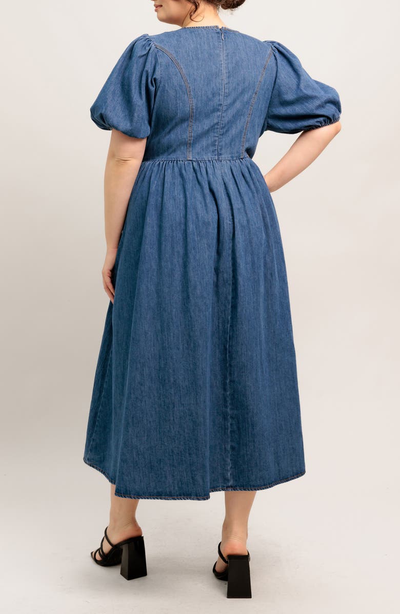 FLYING TOMATO Denim Midi Dress, Alternate, color, Denim