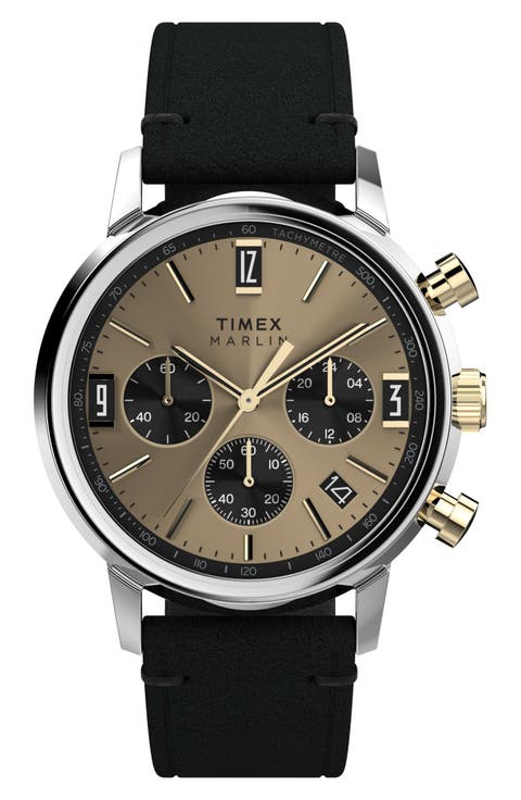 Marlin Chronograph Leather Strap Watch, 40mm
