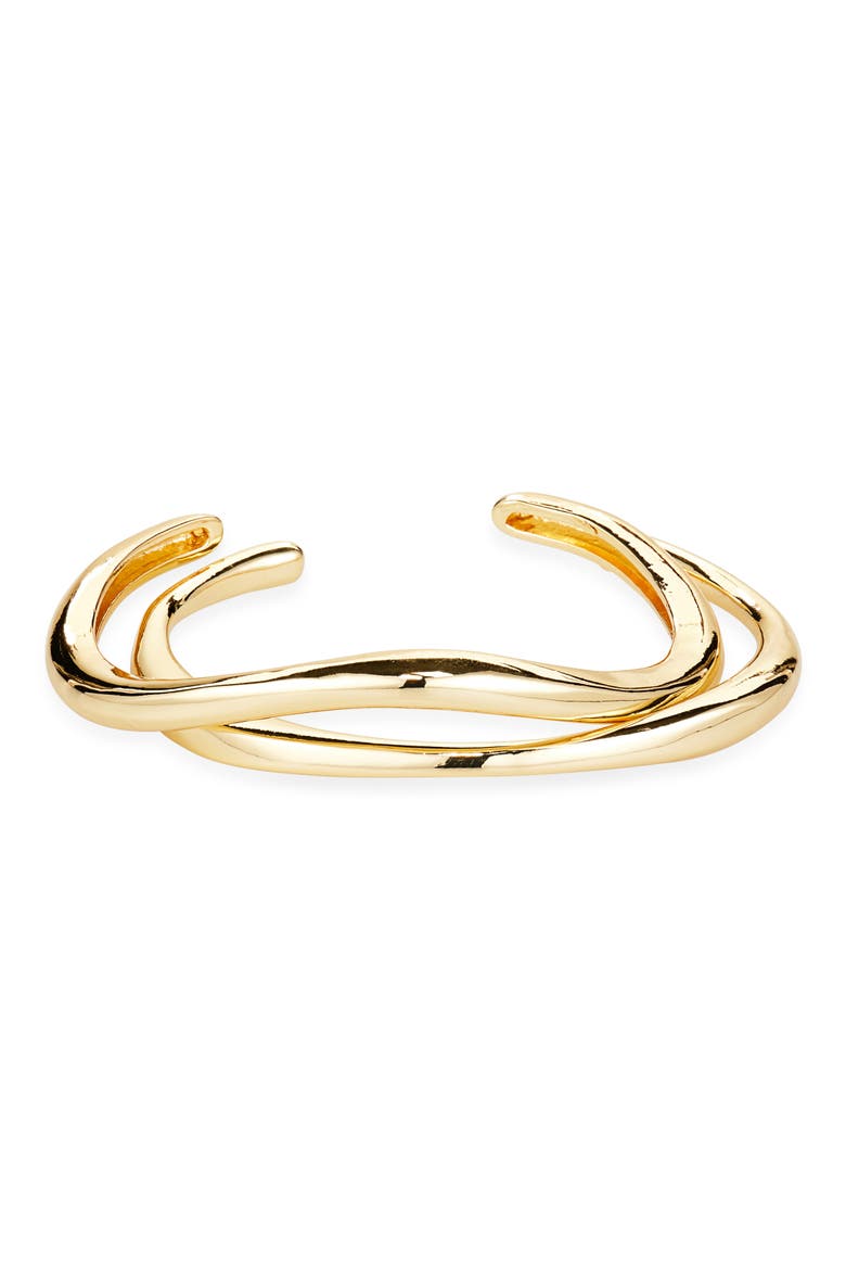 Demi-Fine 2-Pack Cuff Bracelets, Main, color, GOLD