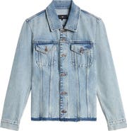 7 For All Mankind Cinched Release Fray Hem Denim Trucker Jacket