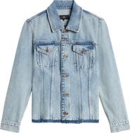 7 For All Mankind Cinched Release Fray Hem Denim Trucker Jacket