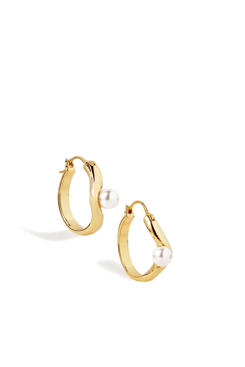 Twerti Pearl Hoop Earrings In Gold & Pearls, Alternate, color, Gold