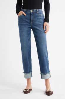 Wit & Wisdom Frayed High Waist Ankle Boyfriend Jeans