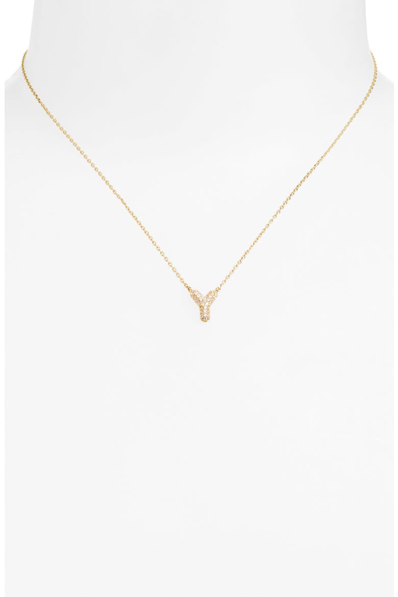 Cubic Zirconia Initial Pendant Necklace, Alternate, color, Y- CLEAR- GOLD