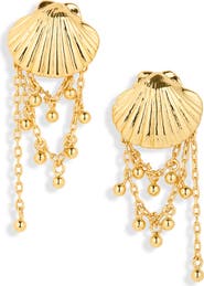 Madewell Shell Stacked Chain Stud Earrings