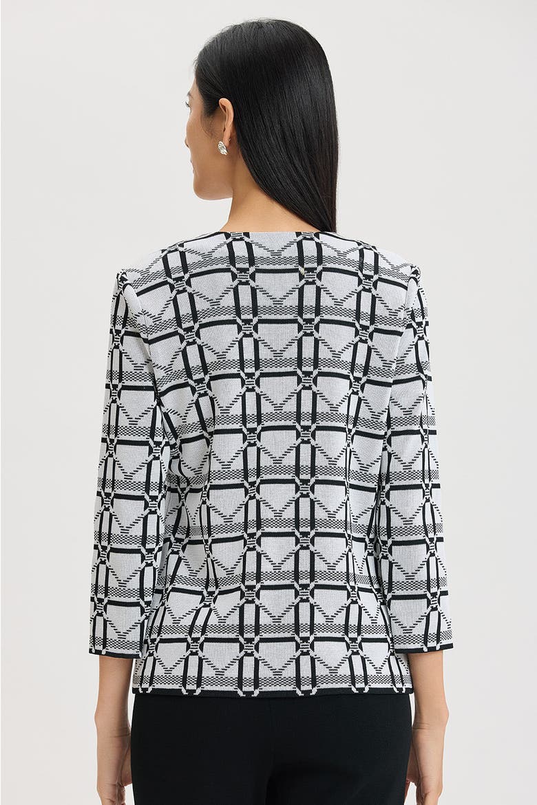 Heritage Monochrome Geometric Knit Jacket, Alternate, color, Ivory/Black