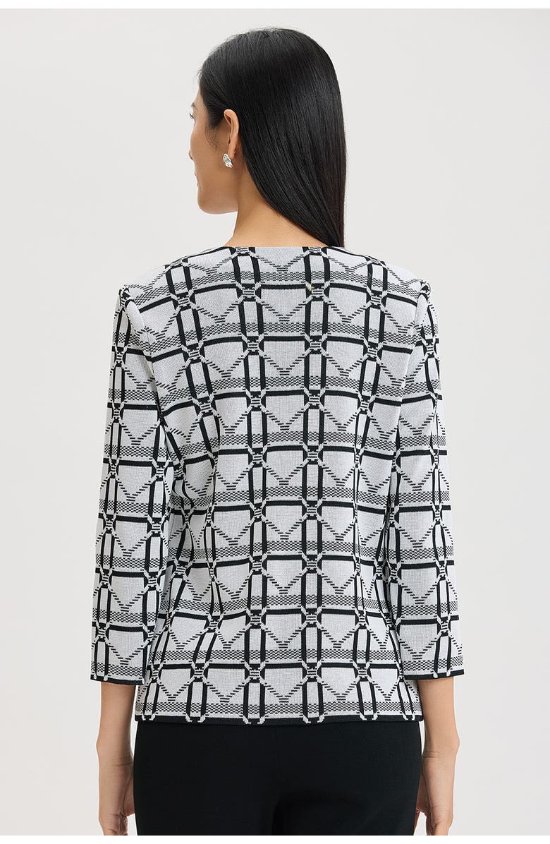 Ming Wang Heritage Monochrome Geometric Knit Jacket, Alternate, color, Ivory/Black