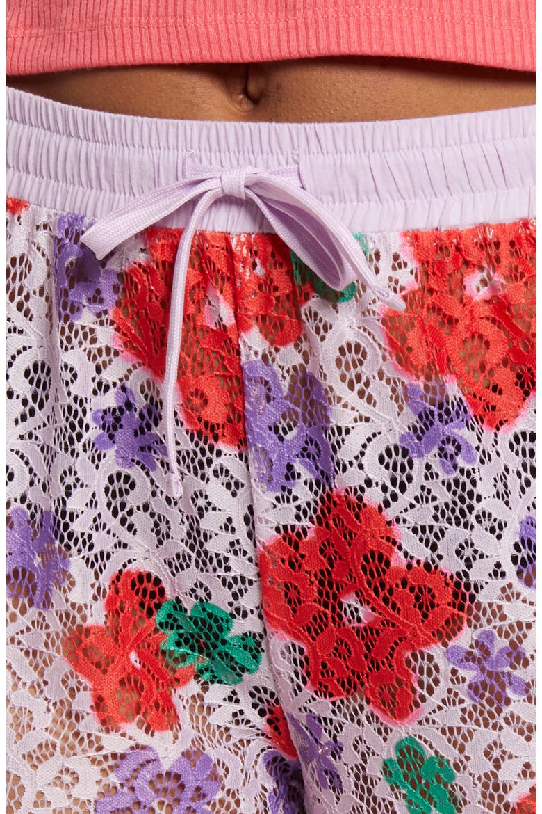 Pride Gender Inclusive Sheer Lace Drawstring Pants, Alternate, color, PURPLE- RED HUNTER FLORAL