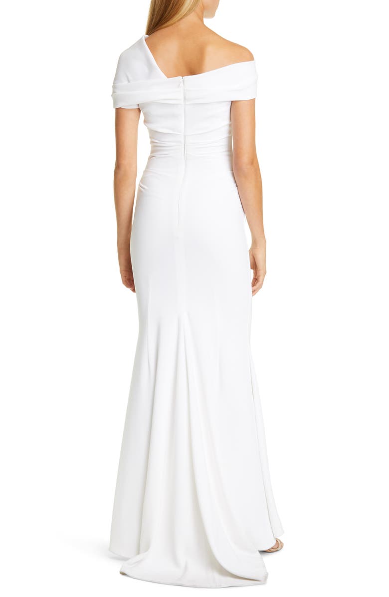 Talbot Runhof Asymmetrical Stretch Crepe Mermaid Gown, Alternate, color,