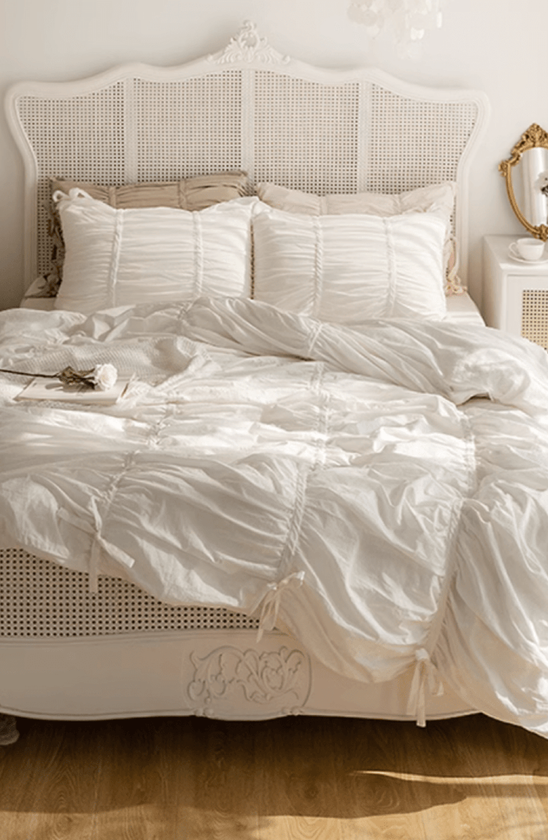 Ever Lasting Ruffle Bedding Set with Ties, Alternate, color, White, Flat
