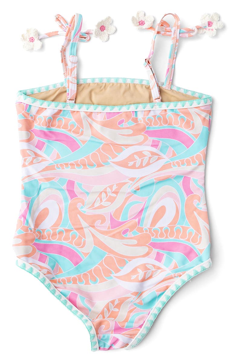 Shade Critters Kids' Tutti Fruity Crochet Daisy Two-Piece UPF 50+ Swimsuit, Alternate, color, Blue Multi