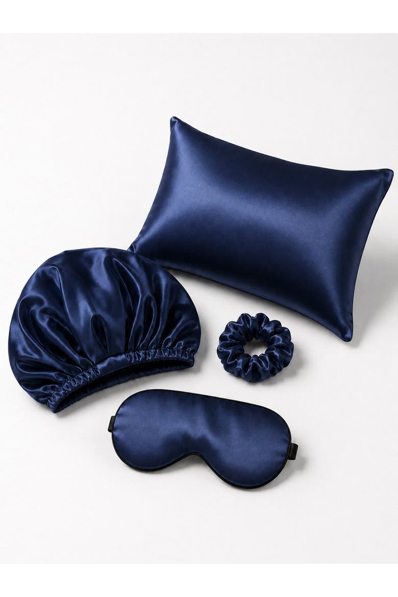 4-Piece Mulberry Silk Set, Main, color, Dark Blue