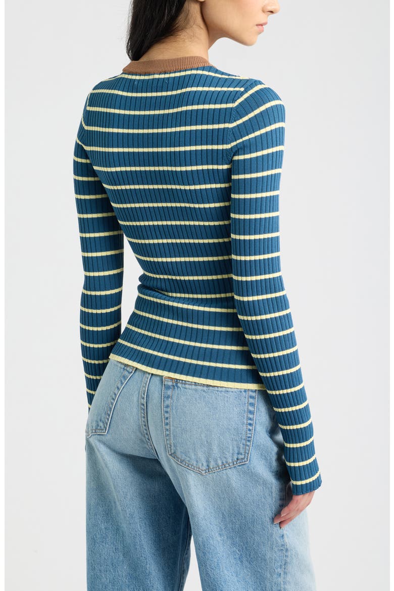 The Dora Long Sleeve Ribbed Top, Alternate, color, DEEP CANAL